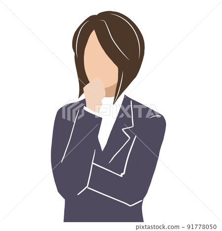 Woman in a pondering suit 91778050