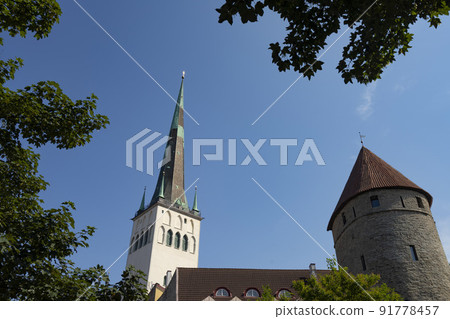 St. Olav church bell tower in Tallinn, Estonia 91778457