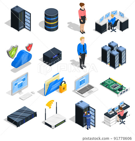 Datacenter Elements Icon Set 91778606