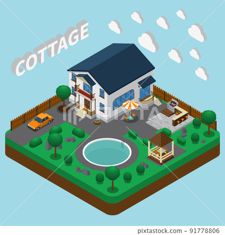 Vacation Home Isometric Composition Vacation Home Isometric Composition 91778806