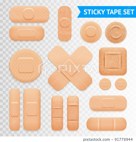 Adhesive Plaster Strips Set Transparent Background 91778944