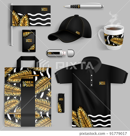 Advertising Of Corporate Identity With Gold Palm Leaves 91779017