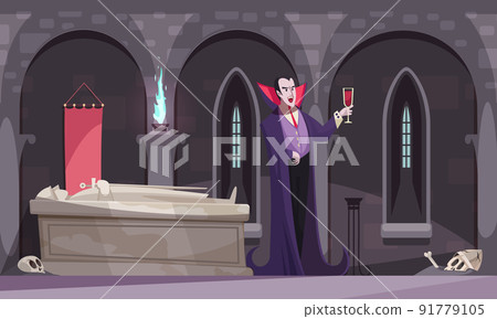 Vampire Drinking Blood Illustration 91779105