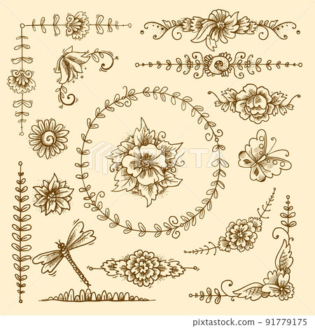 Vintage decorative elements 91779175