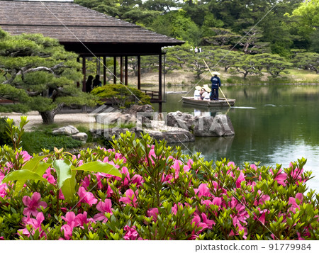 Ritsurin Garden in the hot summer (late May, azalea) 91779984