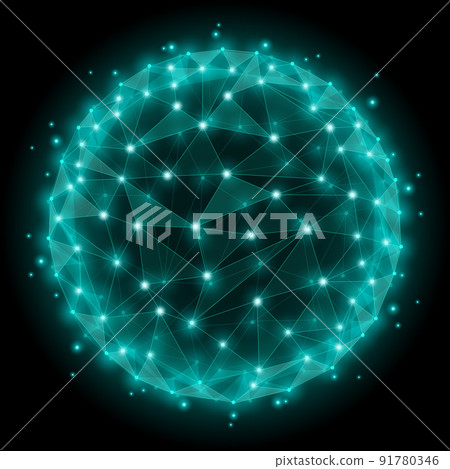 Abstract sphere with wireframe mesh polygonal elements. Vector illustration 91780346