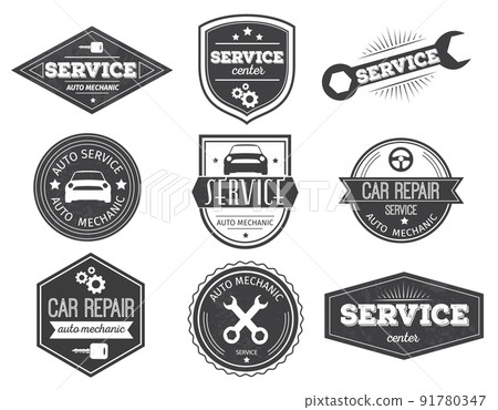 Auto Service Black White Emblems Auto Service Black White Emblems 91780347
