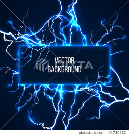 Vector banner with lightnings and discharge current Vector banner with lightnings and discharge current 91780882