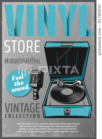 Vintage Colored Retro Music Store Poster 91780930