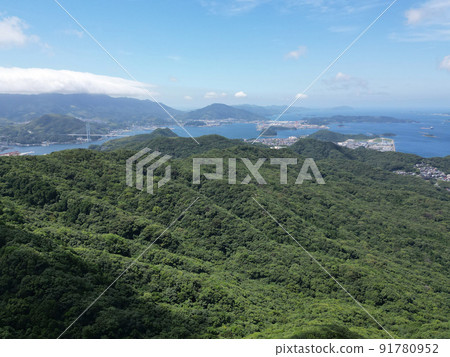 Aerial view of Nagasaki Port from the sky above Inasayama Observatory Park Aerial view of Nagasaki Port from the sky above Inasayama Observatory Park 91780952