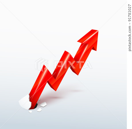Vector 3d rising red arrow 91781027