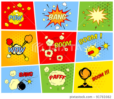 Comic boom or blast explosions Comic boom or blast explosions 91781082