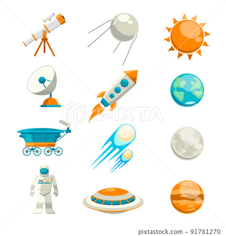 Vector flat space icon set 91781270