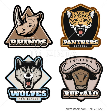 Vintage Colorful Animals Emblems Set Vintage Colorful Animals Emblems Set 91781279