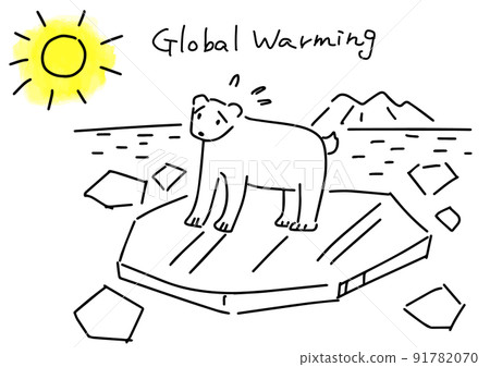 Simple line drawing illustration of global warming Simple line drawing illustration of global warming 91782070