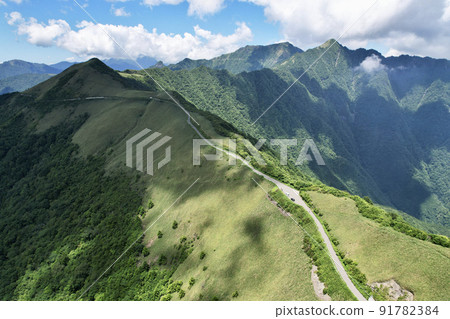 UFO line in summer Sky road leading to Mt. Ishizuchi, the highest mountain in western Japan 91782384