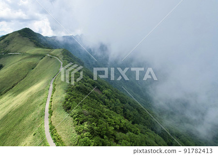 UFO line in summer Sky road leading to Mt. Ishizuchi, the highest mountain in western Japan 91782413