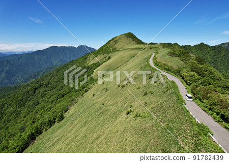 UFO line in summer Sky road leading to Mt. Ishizuchi, the highest mountain in western Japan 91782439