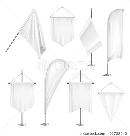 Pennants Flags Realistic Set 91782940