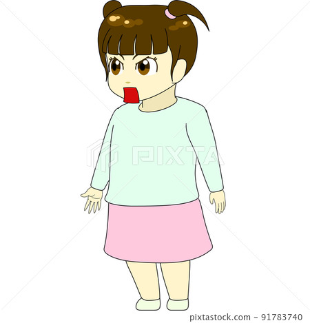 Chibi character illustration (female, sideways) Chibi character illustration (female, sideways) 91783740