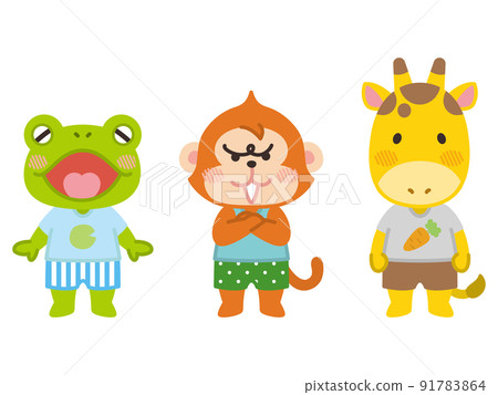動物字符青蛙猴子長頸鹿 91783864