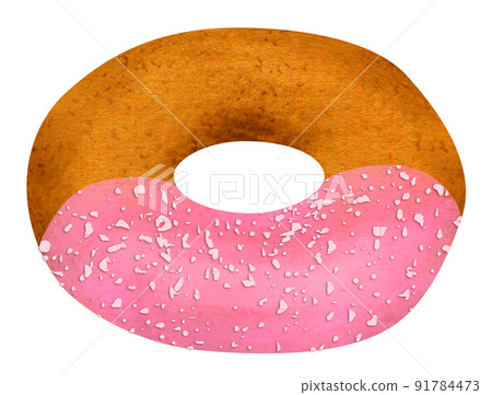 Hand drawn illustration of strawberry crunch donut 91784473