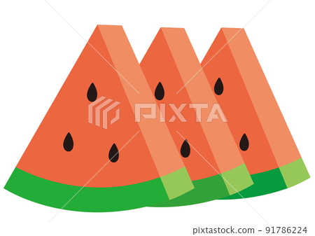 Watermelon, summer, fruit, dessert, fruit, fruit, food, summer vacation, ingredients, delicious, sweet, illustration, material 91786224