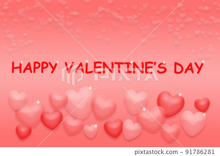 Happy Valentine's day text on red gradient background with hearts. Romantic greeting. 91786281