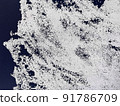 Old wall with peeling surface. Blue wall texture. 91786709