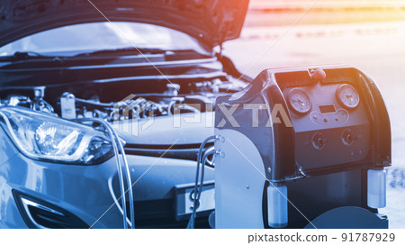 Ac service car air repair conditioner. Check automotive vehicle conditioning system and refill automobile ac compressor. Diagnostic auto car conditioner service. Ac service car air repair conditioner. Check automotive vehicle conditioning system and refill automobile ac compressor. Diagnostic auto car conditioner service. 91787929