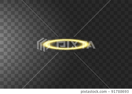 Golden halo angel ring. Isolated on transparent background, vector illustration 91788693