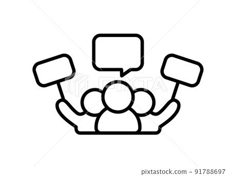 protester men with poster and bubble vector monoline icon isolated. Perfect outline symbol public demonstration strike. protest activist design element with editable Stroke line protester men with poster and bubble vector monoline icon isolated. Perfect outline symbol public demonstration strike. protest activist design element with editable Stroke line 91788697