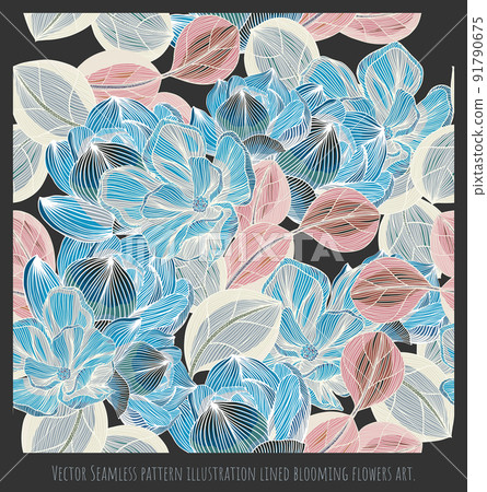 Vector Seamless pattern illustration blooming flowers art 91790675
