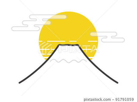 A simple symbol of Mt. Fuji and the sun 91791059