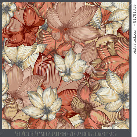 Art Vector Seamless pattern overlap lotus flower heads 91791319