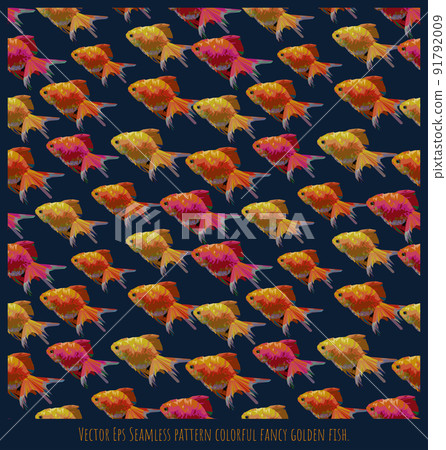 Vector Eps Seamless pattern colorful fancy golden fish. 91792009