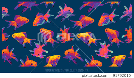 Vector Eps Seamless pattern colorful golden fish. Vector Eps Seamless pattern colorful golden fish. 91792010
