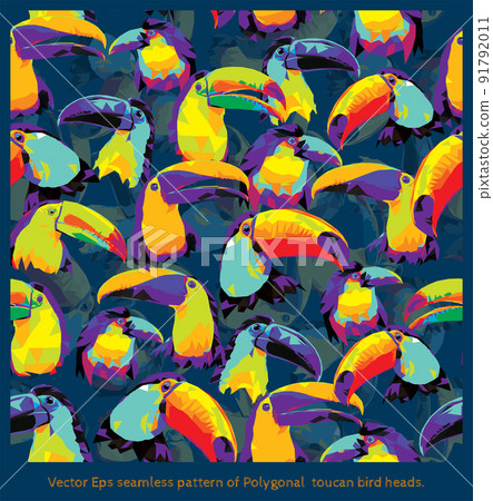 Vector Eps seamless pattern of Polygonal toucan bird heads. Vector Eps seamless pattern of Polygonal toucan bird heads. 91792011