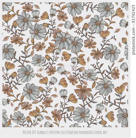 Seamless pattern illustration blooming Floral art. Seamless pattern illustration blooming Floral art. 91792425