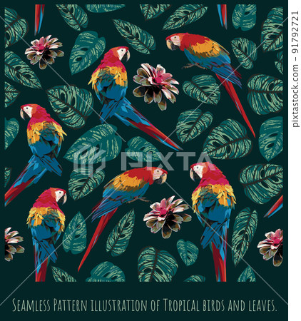 Seamless patternsillustration birds and leaves. Seamless patternsillustration birds and leaves. 91792721