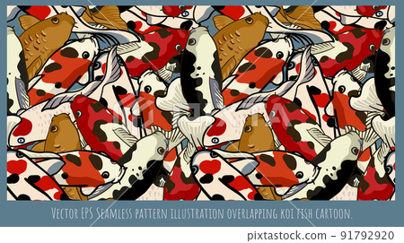 Seamless pattern illustration overlapping koi fish cartoons. Seamless pattern illustration overlapping koi fish cartoons. 91792920