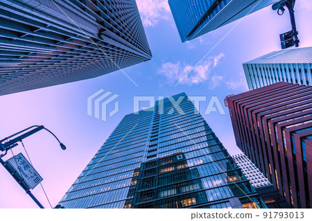 View of KDDI Otemachi Building and Otemachi Office Buildings from Otemachi 1-chome, Tokyo Cityscape of Japan = July 8 91793013