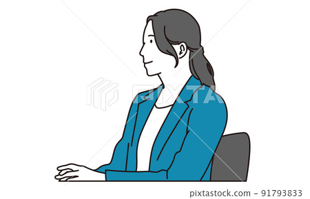 Asian business woman listening at a meeting Asian business woman listening at a meeting 91793833
