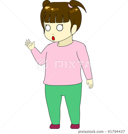 Chibi character illustration (female, sideways) 91794437