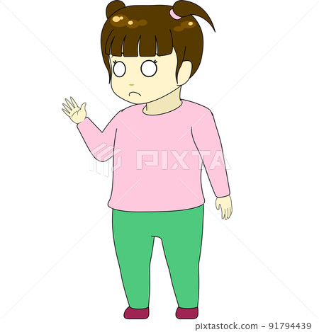 Chibi character illustration (female, sideways) 91794439