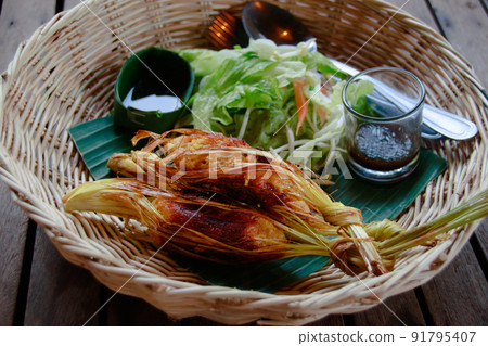 Cambodian version of Lemongrass beef skewers or Bo Xa Nuong from Vietnam Cambodian version of Lemongrass beef skewers or Bo Xa Nuong from Vietnam 91795407