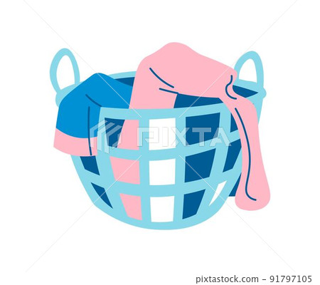Basket with dirty clothes, bathroom home chores Basket with dirty clothes, bathroom home chores 91797105