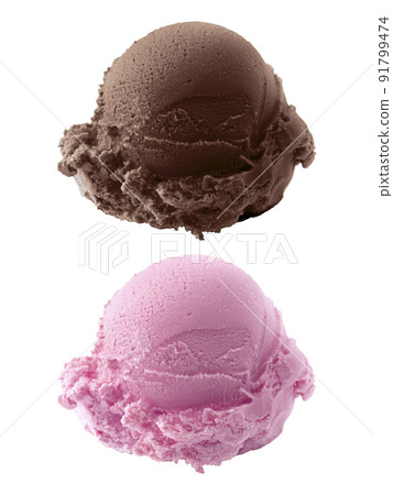 Ice cream in the cone on white background Ice cream in the cone on white background 91799474