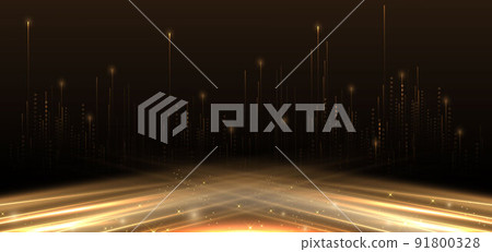Abstract elegant gold lines diagonal scene on black background. Template premium award design. 91800328