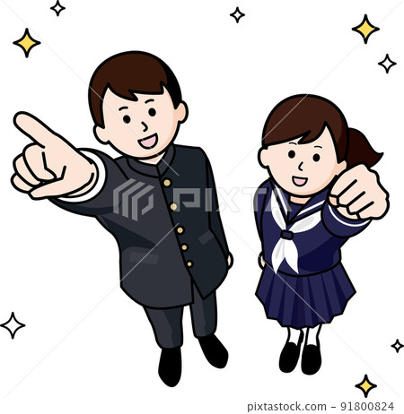 Male and female students in a guts pose 91800824